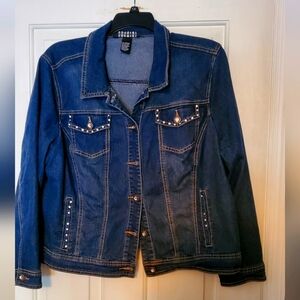 Baccini Blue Jean jacket with rhinestone buttons.  Size 22/24